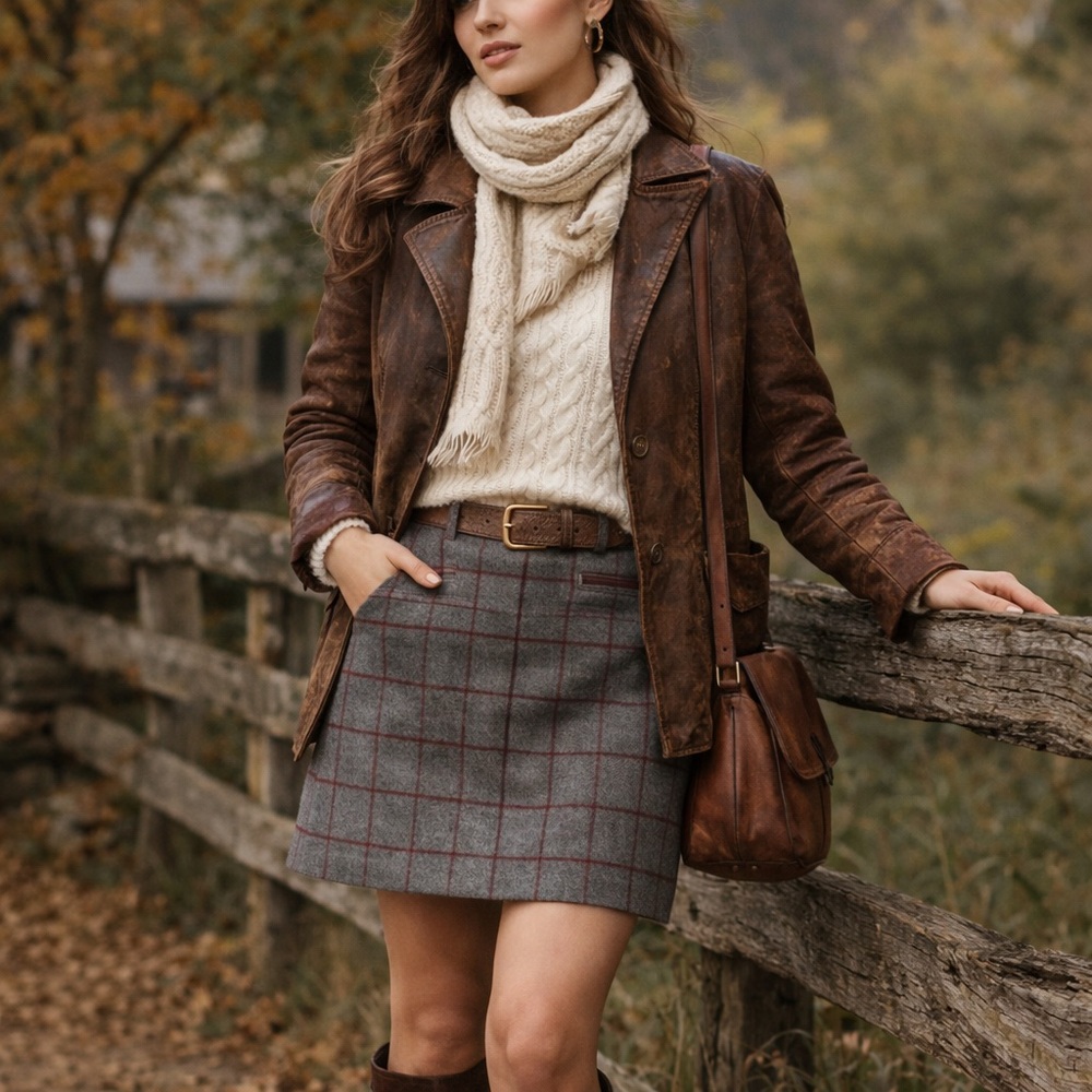 Classic Wool Plaid Mini Skirt - Gray Windowpane